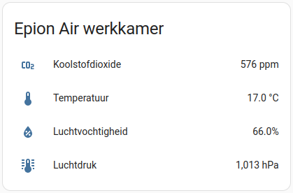 Epion Air Home Assistant integratie Epion Air Home Assistant